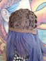 Приказно Красива Дълга Чуплива Перука в Цвят Омбре - Синьо / Лилаво Микс с Бретон КОД 9085, снимка 8