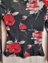 Къса прозрачна ефирна блуза с три четвърти широк ръкав, в червено-черна щаппа, снимка 2