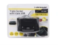 Адаптер за автомобилен контакт, Dunlop, 3 порта за запалка, 12 V / 24 V, 3 USB порта, кабел 50 см, снимка 1