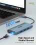 Acer USB C хъб с 4k HDMI, 9-в-1 USB C към Ethernet адаптер, 5Gbps USB-A 3.1 докинг станция, PD 100W, снимка 8