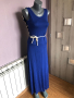 Изчистена дълга рокля в цвят турско синьо в перфектно състояние с ефектен гръб размер S Цена 30лв, снимка 4