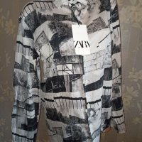 Zara L  -Мъжка нова с етикет риза с абстрактни черно- бели фигури , снимка 6 - Ризи - 40532982