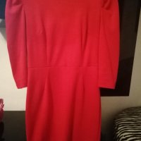 Червена рокля с буфан ръкав, снимка 2 - Рокли - 30383788