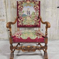 Уникално кресло с дърворезба в перфектно състояние, снимка 1 - Дивани и мека мебел - 44279699