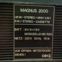 Радиокасетофон Magnus 2000 Stereo (Магнус 2000 Стерео) от 80 - те години., снимка 10 - Стругове - 26153893
