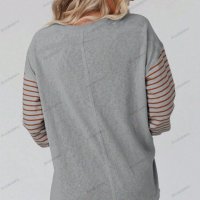 Дамска ежедневна блуза с контрастни райета и дълги ръкави, 5цвята , снимка 11 - Блузи с дълъг ръкав и пуловери - 44359300