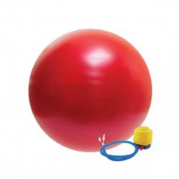 Гимнастическа топка 65 см - червена, с помпа, снимка 1 - Фитнес уреди - 37976698