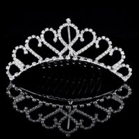 Коронка тиара Сърца метална сребриста корона забождане в коса прическа сватба детска дамска, снимка 1 - Аксесоари за коса - 31268938