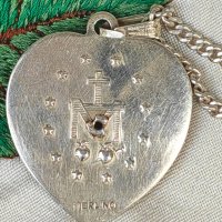 Сребърен STERLING Медальон с Рубин и Синджир, снимка 2 - Колиета, медальони, синджири - 42552744