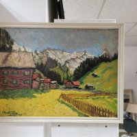 Рисувана картина гледка от планината 1967, снимка 1 - Картини - 39672891