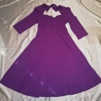 Елегантна лилава рокля с полугол гръб р-р М/Л, снимка 8 - Рокли - 29355020