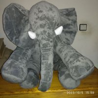 Голям плюшен слон,около 90см от хобота до опашката,без да е вкл.в размера, снимка 6 - Плюшени играчки - 41184381