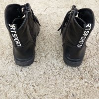Черни дамски кожени обувки тип  кубинка, снимка 4 - Дамски боти - 40561216