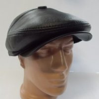 Мъжка кожена шапка каскет,черна-21, снимка 3 - Шапки - 30929563