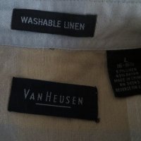 Мъжка риза с къс ръкав от лен Van Heusen, снимка 5 - Ризи - 29224163