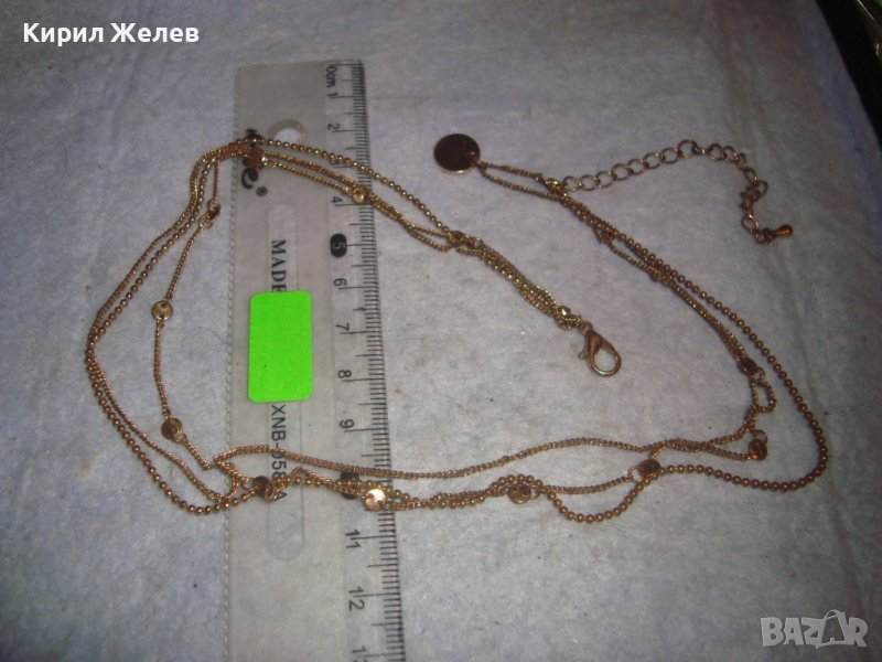 НЕЖНО ПОЗЛАТЕНО ВИНТИДЖ АРТ КОЛИЕ от БЛАГОРОДНА НЕРЪЖДАЕМА СТОМАНА СИНДЖИРЧЕ ВЕРИЖКА ЛАНЧЕ 29063, снимка 1