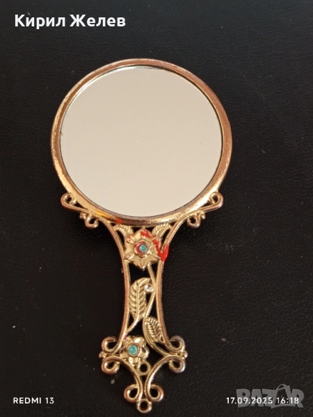 Ръчно огледало в ретро стил с камъни Сваровски орнаментирано много красиво 50554, снимка 1