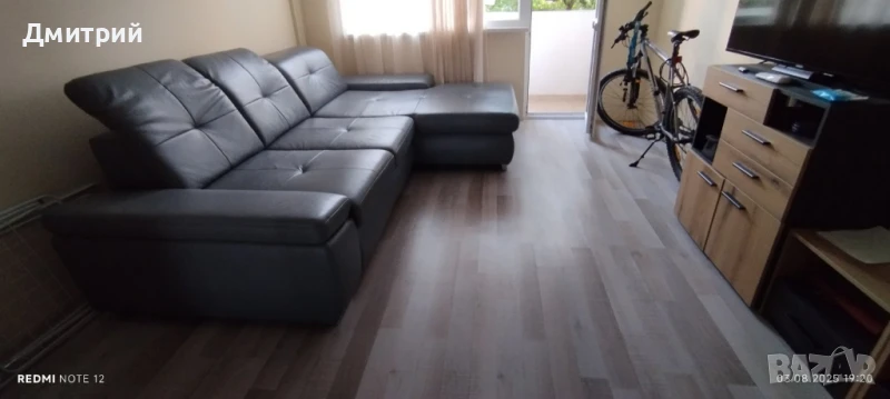 Ъглов диван Естествена кожа, снимка 1