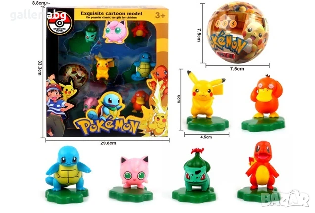 Комплект Pokemon фигурки – 6 героя с кутия, снимка 1