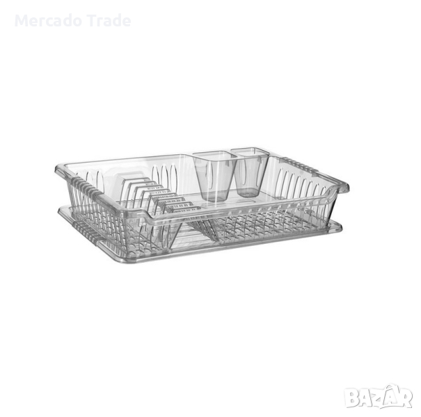 Сушилник Mercado Trade, За чинии, За кухня, Пластмасов, Прозрачен, снимка 1