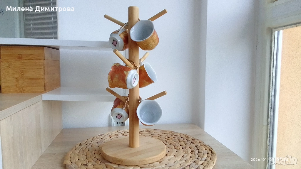 Бамбукова поставка за чаши, снимка 1