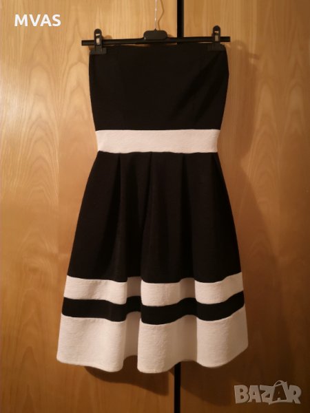 Нова елегантна черно бяла рокля S, снимка 1