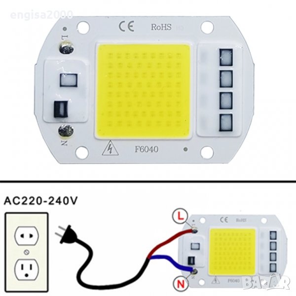 Супер ярка LED COB плочка 50W на 220V, снимка 1