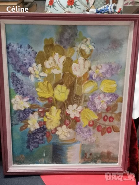 Великолепен Натюрморт Ваза с Цветя от Русенски Художник, снимка 1