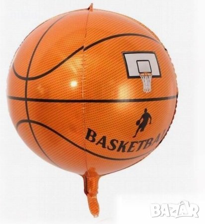 4d Баскетболна топка с игрище фолио фолиев балон хелий въздух парти, снимка 1