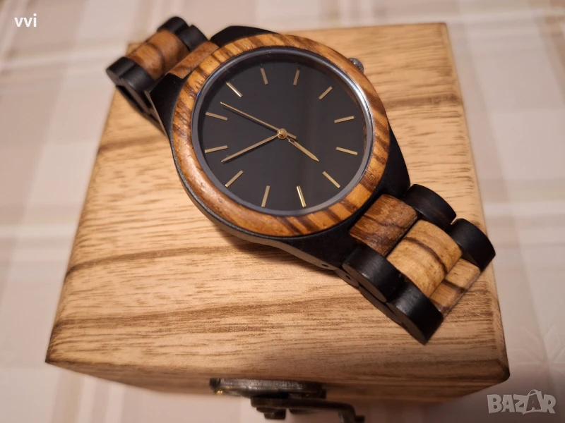 Дървен мъжки ръчен часовник, снимка 1