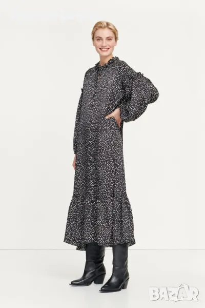  ежедневна елегантна дълга рокля вискоза  свободна удобна кройка буфан ръкав Samsøe Samsøe, снимка 1