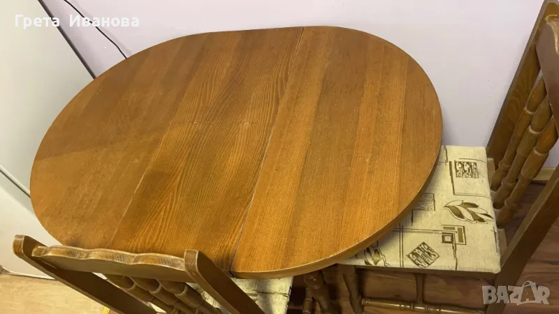 Трапезна маса и трапезен стол - 2 броя, снимка 1