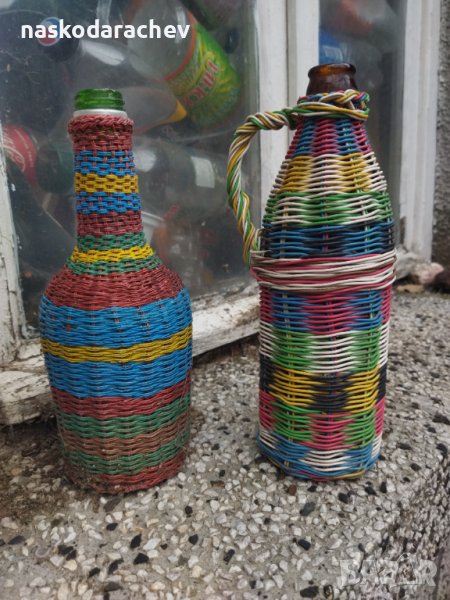 Плетени шишета за декорация на вашата градина , снимка 1