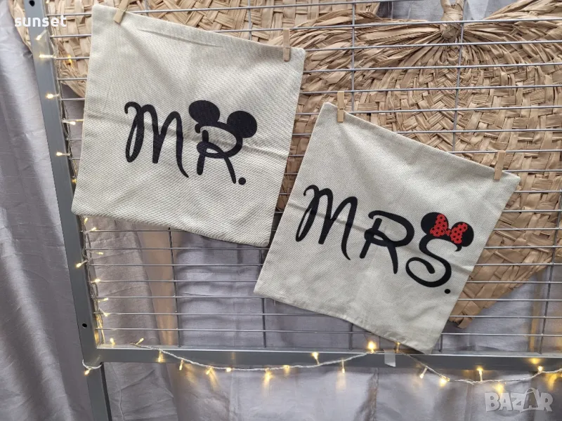 2 бр.ЛЕНЕНИ калъфки  за влюбени с Мини Маус, снимка 1