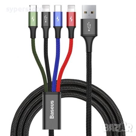 Кабел USB към 2 x Lightning, Micro USB и Type C USB 4 в 1 Baseus CA1T4-A01 1.2m Cable USB 4 in 1, снимка 1