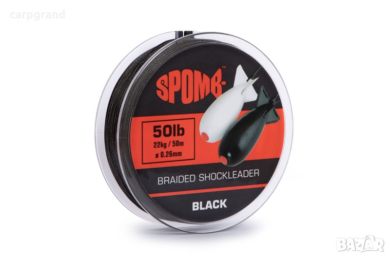 Шоклидер Spomb Braided Shock leader 50lb Black, снимка 1