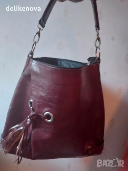 MOLTON. 100%.Кожа Голяма чанта вишна, снимка 1