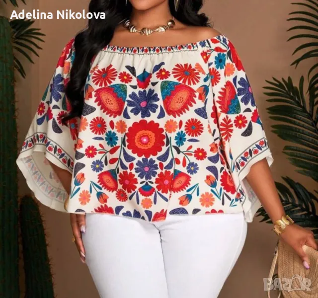 Лятна блуза с отворени рамене, снимка 1