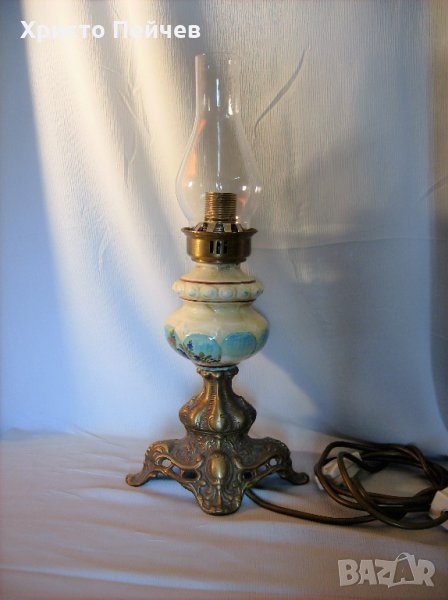 Старинна Електрифицирана Газена Лампа, снимка 1