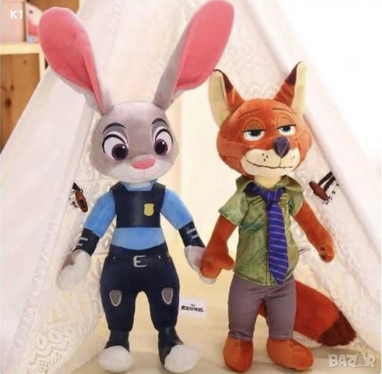 Плюшена играчка Зоотрополис Zootopia Ник Уайлд и Джуди Хопс 42см, снимка 1