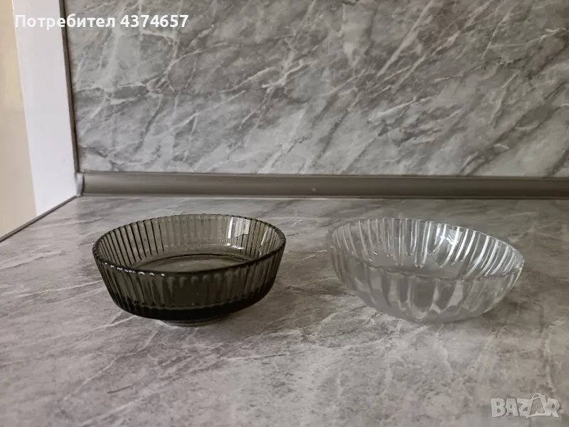 Стъклени купички, цветни и бели, снимка 1