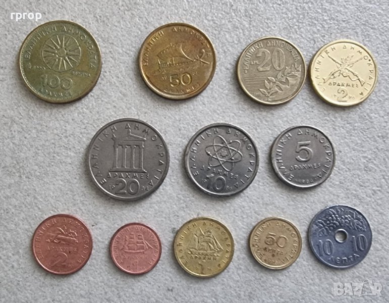 Монети. Гърция. 1,2, 5, 10, 20 ,50 , 100 и още  драхми  . 12  бройки., снимка 1