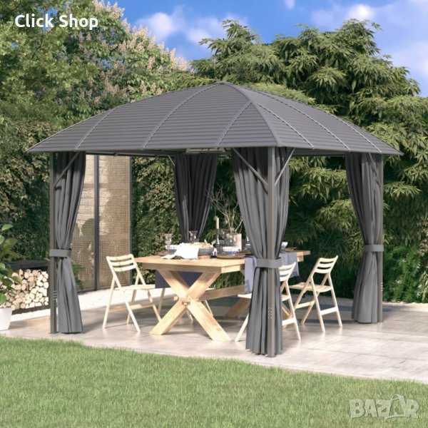 Шатра със странични стени и арковиден покрив, 3x3 м, антрацит, снимка 1