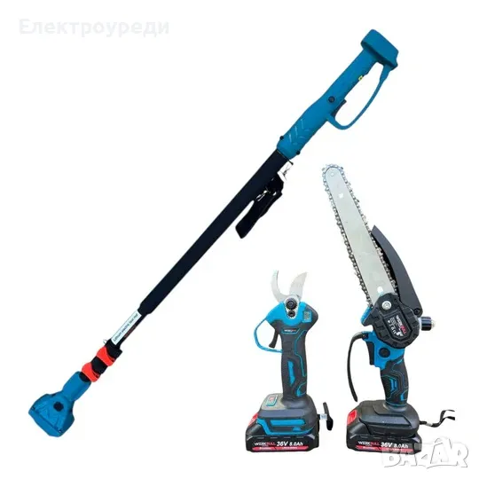 Промо 3в1 комплект WerkBull Акумулаторна Лозарска ножица с дисплей и Мини Трион с автоматично омасля, снимка 1