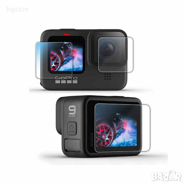 Стъклен протектор GARV™ за GoPro Hero 9/10/11/12 Black, За двата екрана и обектива, снимка 1
