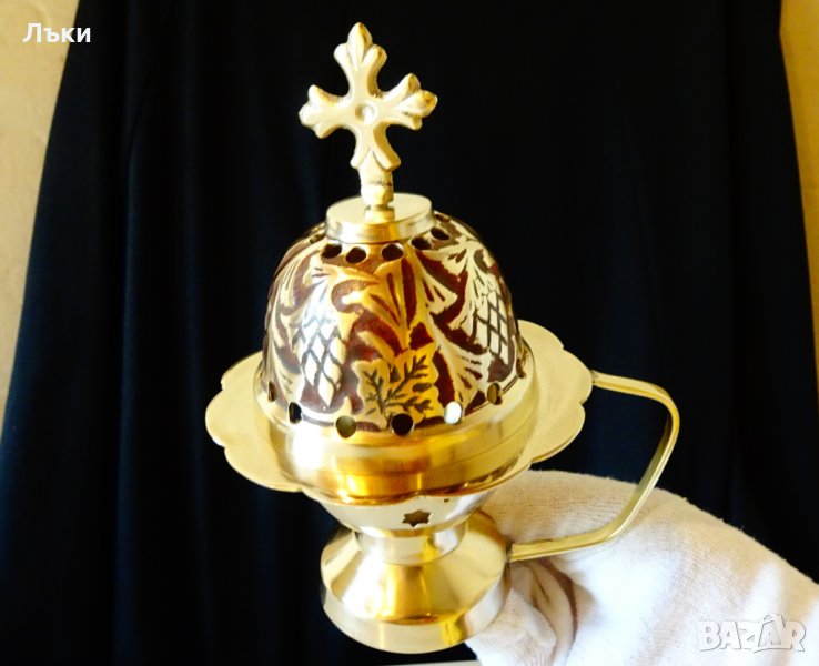 Бронзово кадило,кандило,цветен клетъчен емайл. , снимка 1
