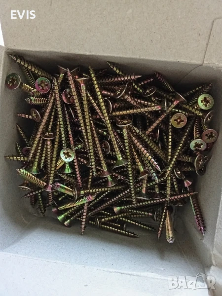 Винтове за дърво – 4.5 x 60 мм, кръстат, хроматирани – 200 бр./опаковка 🔩, снимка 1