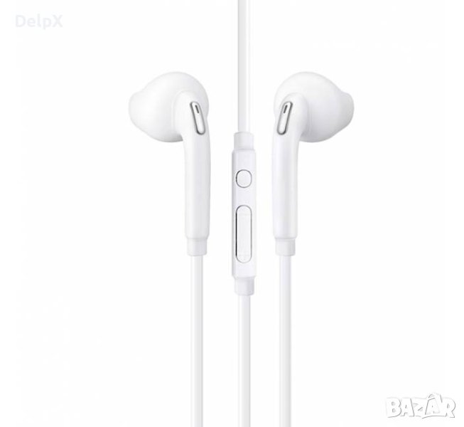 Слушалки тапи с микрофон S6/S7 бели стерео 115db, снимка 1