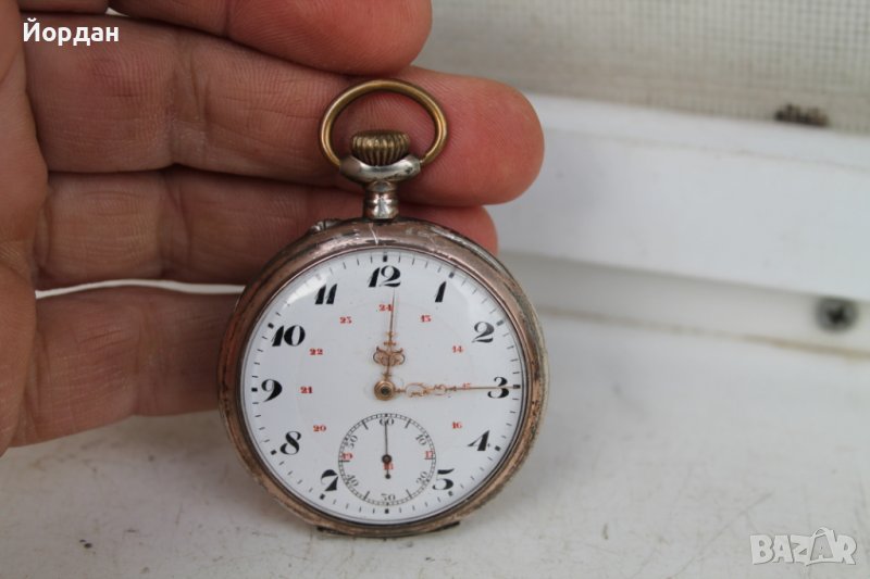 Джобен сребърен Швейцарски часовник 49 мм, снимка 1