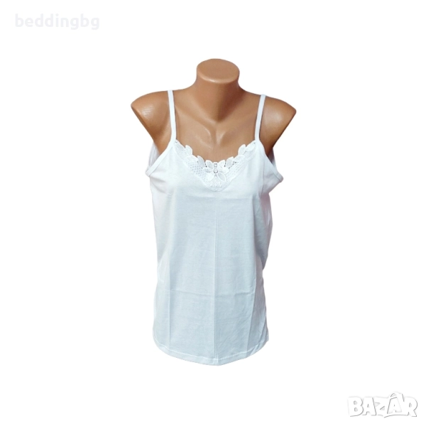 Класически Памучен Потник/Корсаж с Тънка Презрамка и Дантела, снимка 1
